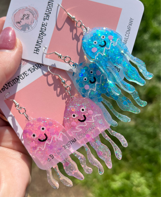 Chrome Sparkle Jellyfish Earrings