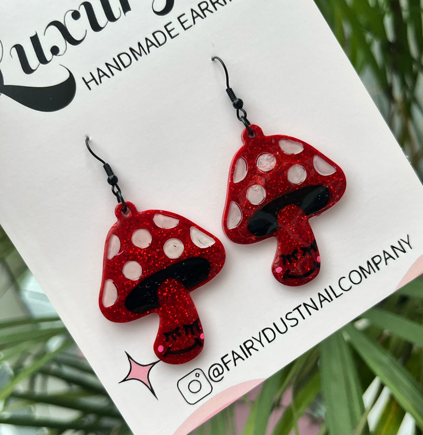 Cute Sparkly Toadstool Earrings